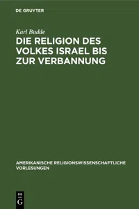 Die Religion des Volkes Israel bis zur Verbannung_cover