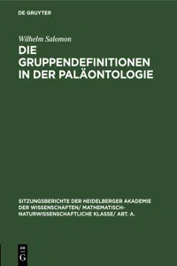 Die Gruppendefinitionen in der Paläontologie_cover