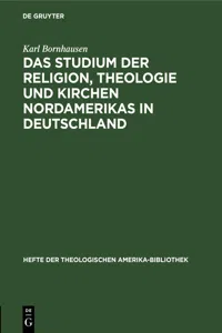 Das Studium der Religion, Theologie und Kirchen Nordamerikas in Deutschland_cover