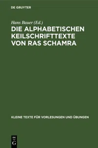 Die alphabetischen Keilschrifttexte von Ras Schamra_cover