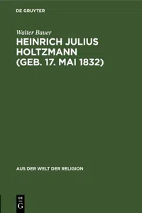 Heinrich Julius Holtzmann_cover