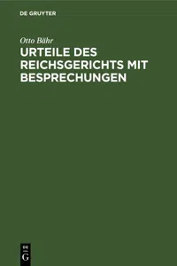 Urteile des Reichsgerichts mit Besprechungen_cover