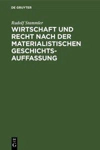 Wirtschaft und Recht nach der materialistischen Geschichtsauffassung_cover