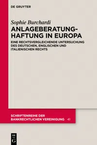 Anlageberatungshaftung in Europa_cover