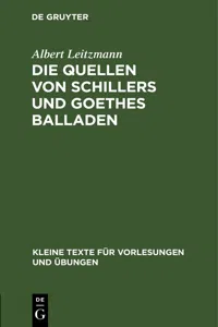 Die Quellen von Schillers und Goethes Balladen_cover