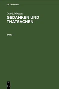 Otto Liebmann: Gedanken und Thatsachen. Band 1_cover