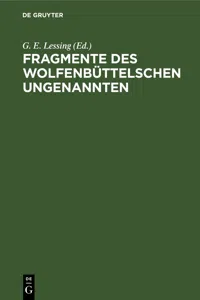 Fragmente des Wolfenbüttelschen Ungenannten_cover