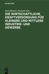 Die wirtschaftliche Kraftversorgung für kleinere und mittlere Industrie- und Gewerbe_cover