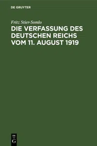 Die Verfassung des Deutschen Reichs vom 11. August 1919_cover