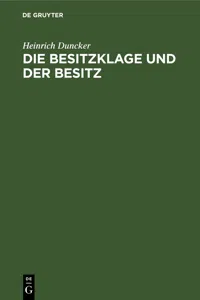 Die Besitzklage und der Besitz_cover