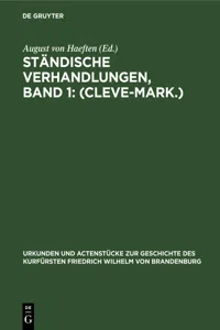 Ständische Verhandlungen, Band 1_cover