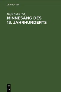 Minnesang des 13. Jahrhunderts_cover