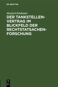 Der Tankstellenvertrag im Blickfeld der Rechtstatsachenforschung_cover