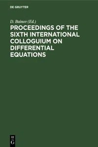 Proceedings of the Sixth International Colloguium on Differential Equations_cover