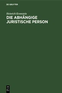 Die abhängige juristische Person_cover