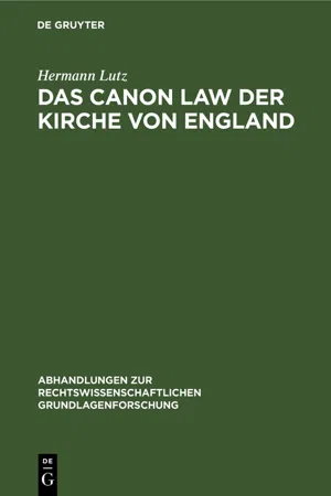 Das Canon Law der Kirche von England