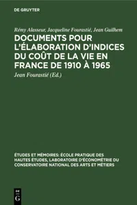 Documents pour l'élaboration d'indices du coût de la vie en France de 1910 à 1965_cover