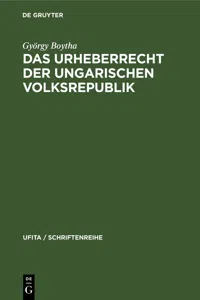 Das Urheberrecht der Ungarischen Volksrepublik_cover