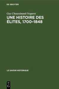 Une histoire des élites, 1700–1848_cover