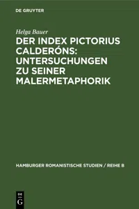 Der Index Pictorius Calderóns: Untersuchungen zu seiner Malermetaphorik_cover