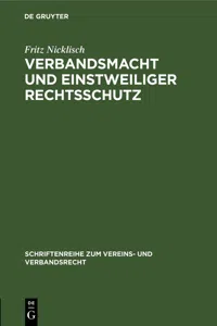 Verbandsmacht und einstweiliger Rechtsschutz_cover