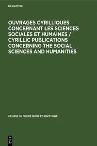 Ouvrages cyrilliques concernant les sciences sociales et humaines / Cyrillic publications concerning the social sciences and humanities_cover