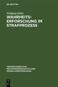 Wahrheitserforschung im Strafprozeß_cover