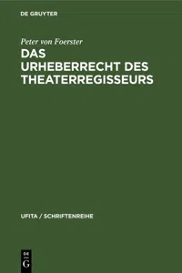 Das Urheberrecht des Theaterregisseurs_cover