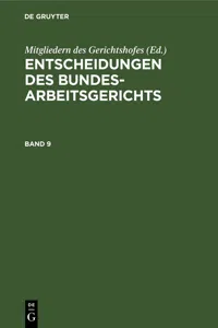 Entscheidungen des Bundesarbeitsgerichts. Band 9_cover