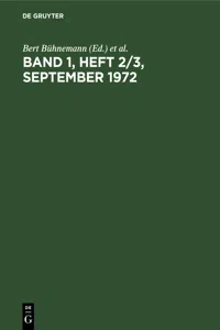 Band 1, Heft 2/3, September 1972_cover