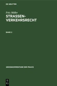 Fritz Müller: Straßenverkehrsrecht. Band 2_cover