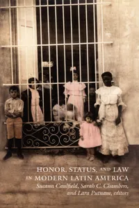Honor, Status, and Law in Modern Latin America_cover