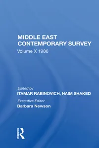 Middle East Contemporary Survey, Volume X, 1986_cover