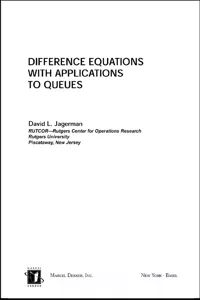 Difference Equations with Applications to Queues_cover