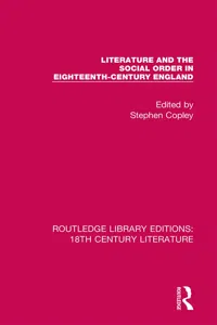 Literature and the Social Order in Eighteenth-Century England_cover