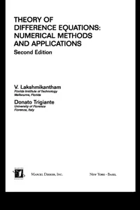 Theory Of Difference Equations Numerical Methods And Applications_cover