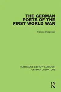 The German Poets of the First World War_cover