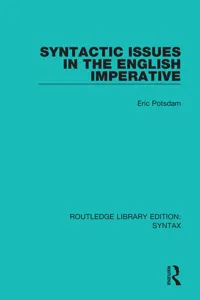 Syntactic Issues in the English Imperative_cover