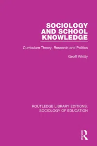 Sociology and School Knowledge_cover