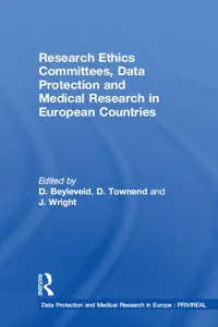 Research Ethics Committees, Data Protection and Medical Research in European Countries_cover