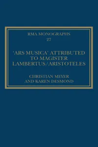 The 'Ars musica' Attributed to Magister Lambertus/Aristoteles_cover