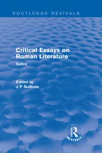 Critical Essays on Roman Literature_cover