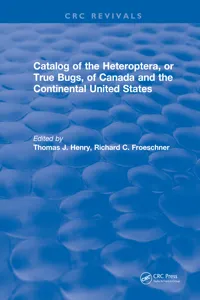 Catalog of the Heteroptera or True Bugs, of Canada and the Continental United States_cover