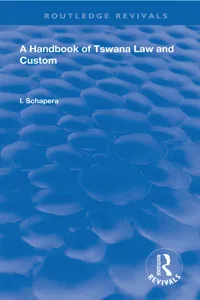 A Handbook of Tswana Law and Custom_cover