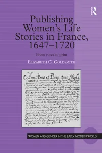 Publishing Women's Life Stories in France, 1647-1720_cover