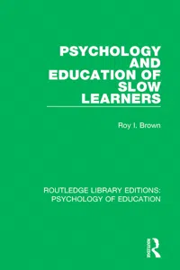 Psychology and Education of Slow Learners_cover