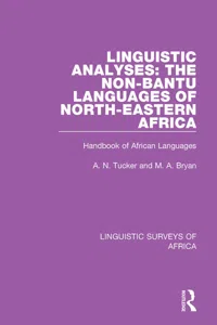 Linguistic Analyses: The Non-Bantu Languages of North-Eastern Africa_cover