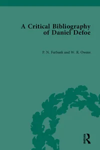 A Critical Bibliography of Daniel Defoe_cover