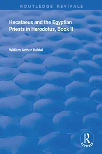 Hecataeus and the Egyptian Priests in Herodotus, Book 2_cover