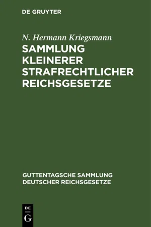 Sammlung kleinerer strafrechtlicher Reichsgesetze